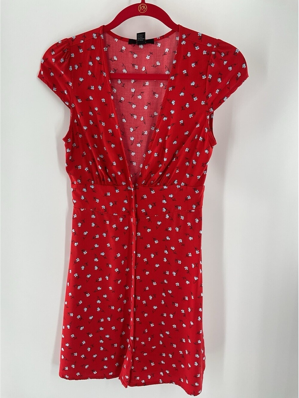 Forever 21 Women’s Size Small Floral Dress Red V-Neck 113